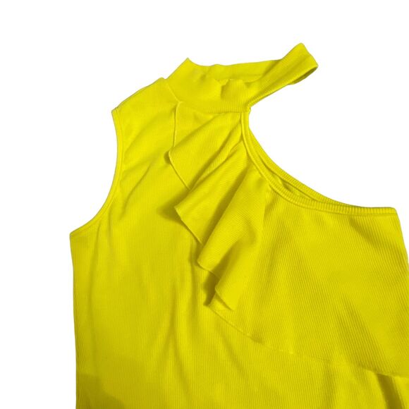 SHEIN Women Yellow Turtle Neck Ruffled Off The Shoulder Tank Small - Picture 3 of 5